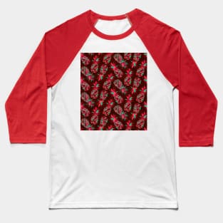 Red Mosaic Pineapples Baseball T-Shirt